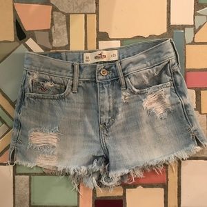 Hollister destroyed raw edge jean shorts